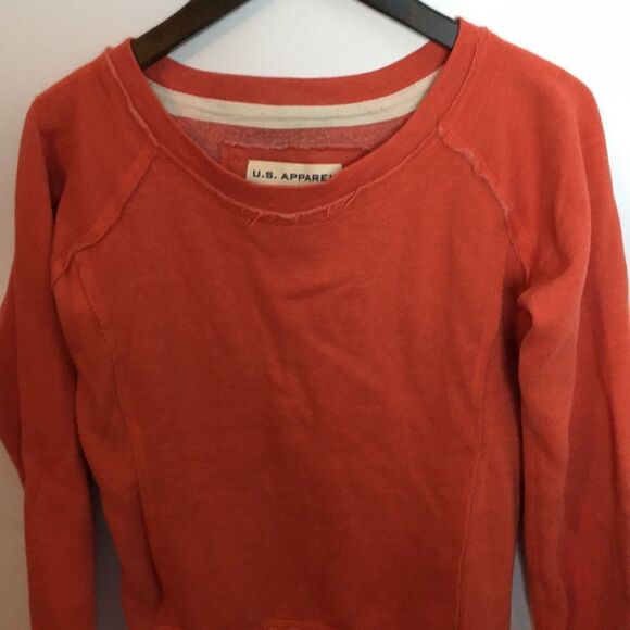 U.S. Apparel Raglan Raw Edge lightweight Sweatshirt Sz Medium - Picture 2 of 13